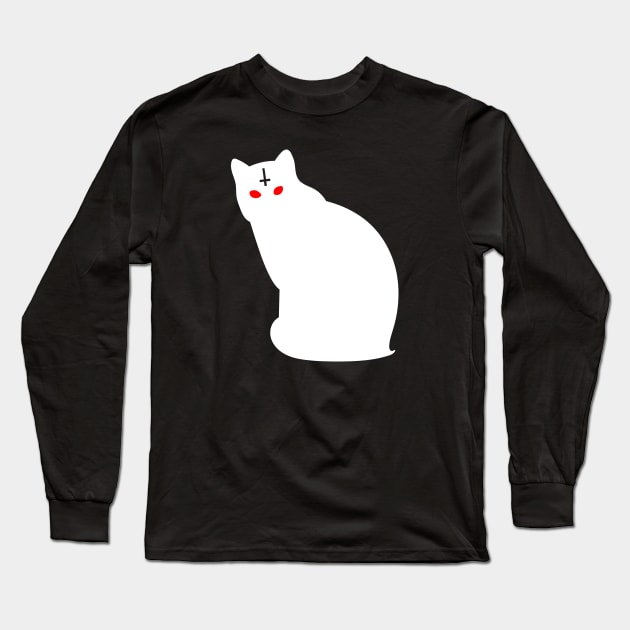 Devil Cat - White Long Sleeve T-Shirt by Starquake